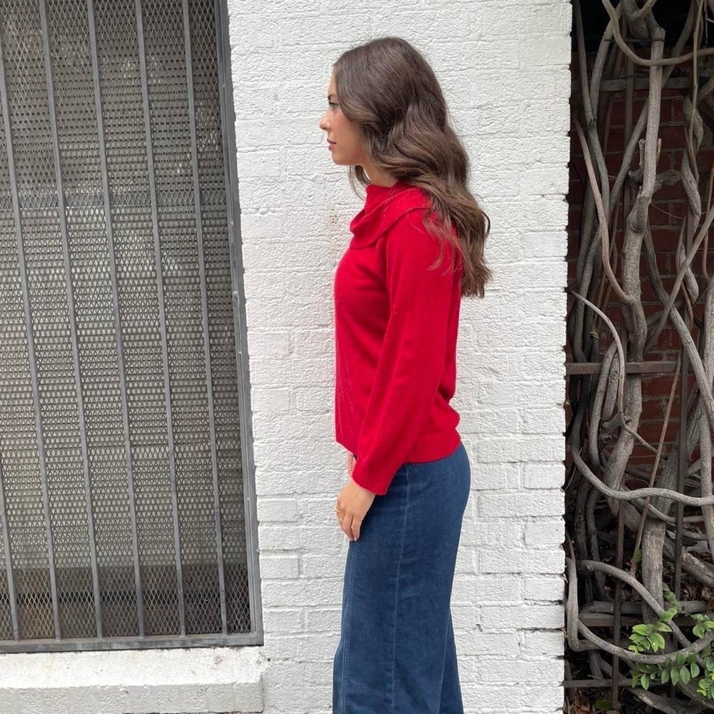 Vintage Red Jones Wear sweater with mock neck and balloon sleeves sz m - Picture 2 of 6